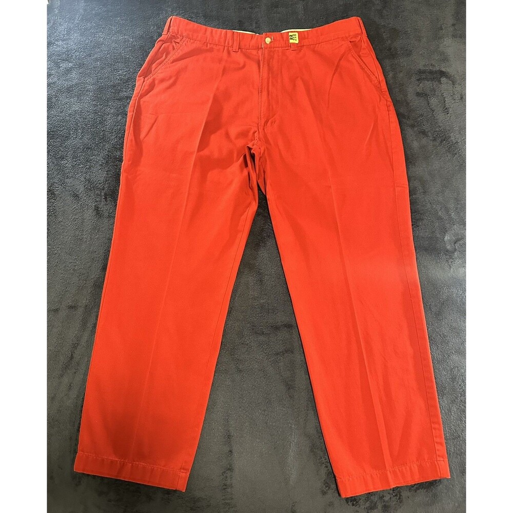 Polo Ralph Lauren Men's 42x30 Red Pleated Cotton Chino Trousers